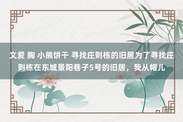 文爱 胸 小熊饼干 寻找庄则栋的旧居为了寻找庄则栋在东城景阳巷子5号的旧居,我从帽儿
