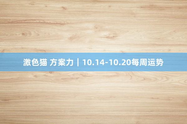 激色猫 方案力|10.14-10.20每周运势