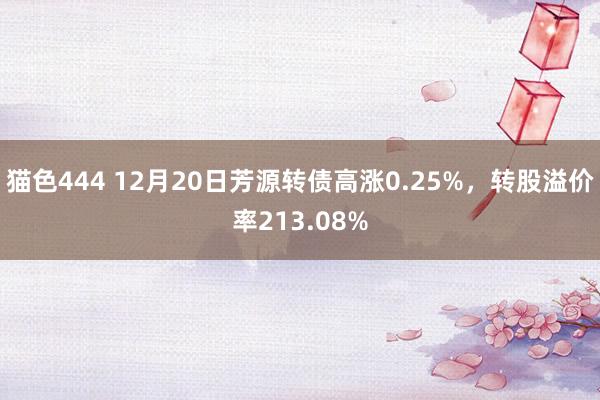猫色444 12月20日芳源转债高涨0.25%,转股溢价率213.08%