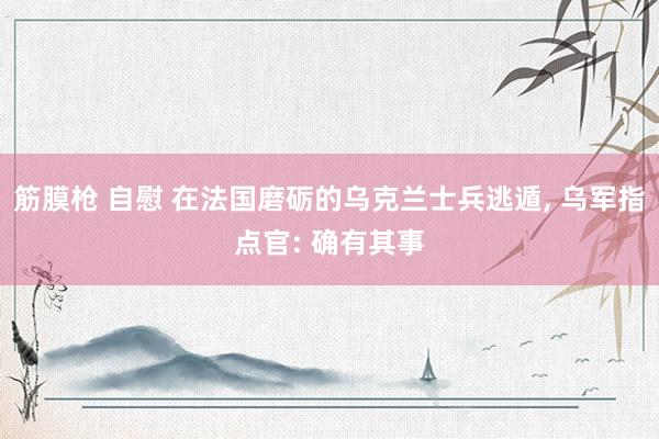 筋膜枪 自慰 在法国磨砺的乌克兰士兵逃遁， 乌军指点官: 确有其事