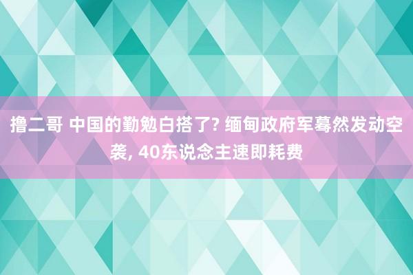撸二哥 中国的勤勉白搭了? 缅甸政府军蓦然发动空袭， 40东说念主速即耗费