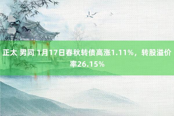 正太 男同 1月17日春秋转债高涨1.11%，转股溢价率26.15%