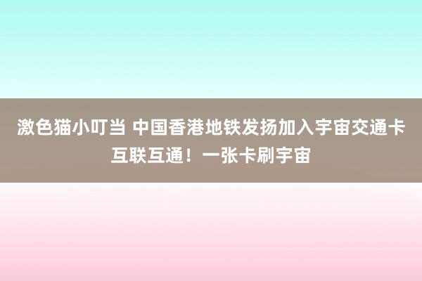 激色猫小叮当 中国香港地铁发扬加入宇宙交通卡互联互通！一张卡刷宇宙