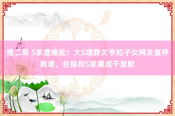 撸二哥 S家遭痛批！大S埋葬欠亨知子女网友直呼离谱，台媒和S家暴虐千里默