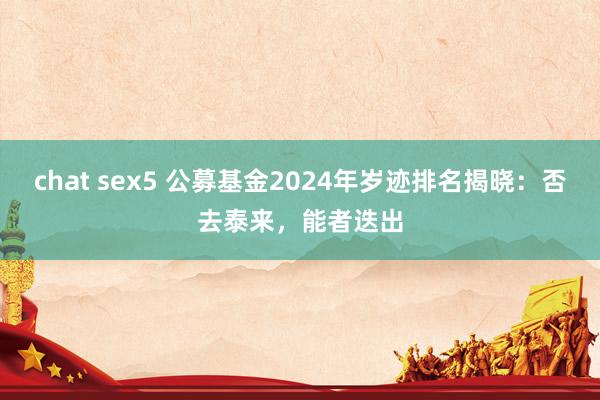 chat sex5 公募基金2024年岁迹排名揭晓：否去泰来，能者迭出