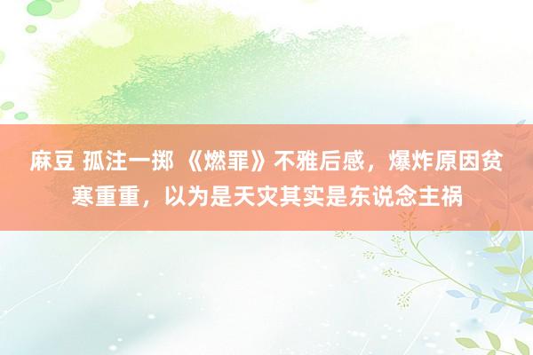 麻豆 孤注一掷 《燃罪》不雅后感，爆炸原因贫寒重重，以为是天灾其实是东说念主祸