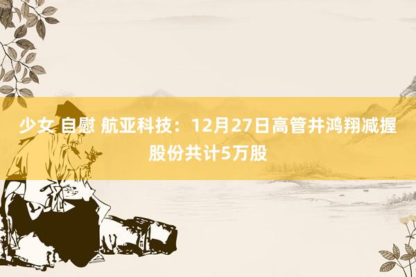 少女 自慰 航亚科技：12月27日高管井鸿翔减握股份共计5万股