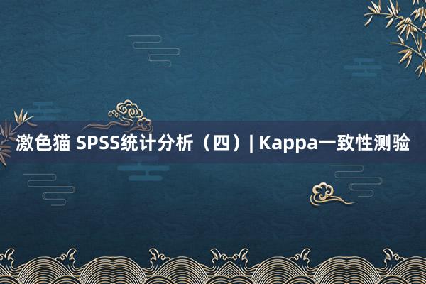 激色猫 SPSS统计分析（四）| Kappa一致性测验