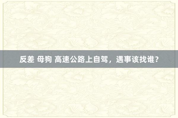 反差 母狗 高速公路上自驾，遇事该找谁？