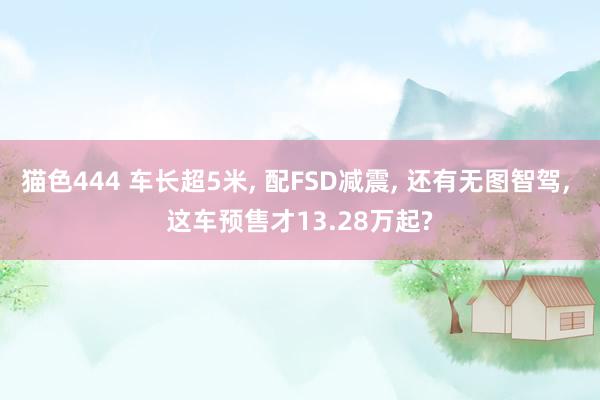 猫色444 车长超5米， 配FSD减震， 还有无图智驾， 这车预售才13.28万起?