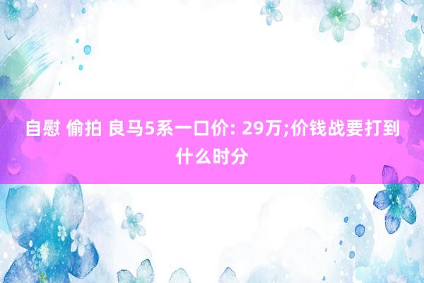 自慰 偷拍 良马5系一口价: 29万;价钱战要打到什么时分