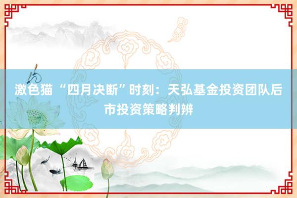 激色猫 “四月决断”时刻：天弘基金投资团队后市投资策略判辨