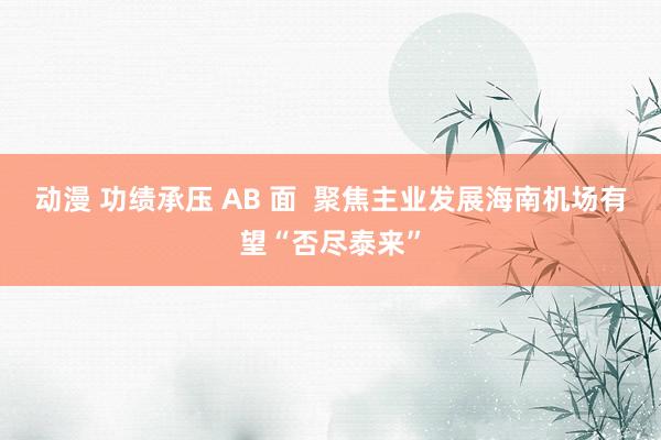 动漫 功绩承压 AB 面  聚焦主业发展海南机场有望“否尽泰来”