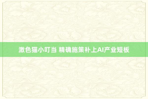 激色猫小叮当 精确施策补上AI产业短板