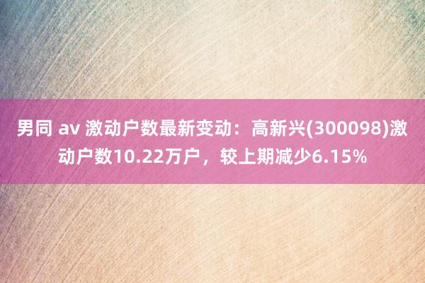 男同 av 激动户数最新变动：高新兴(300098)激动户数10.22万户，较上期减少6.15%