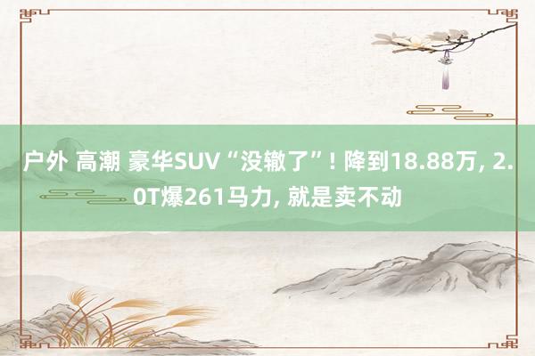 户外 高潮 豪华SUV“没辙了”! 降到18.88万， 2.0T爆261马力， 就是卖不动